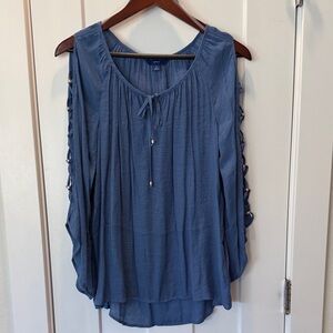 Apt. 9 Women's Blue Blouse with Tie Accents